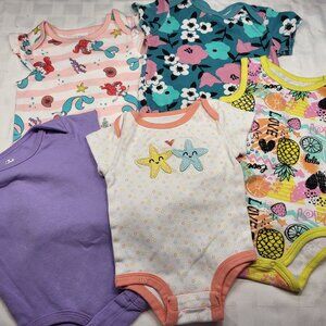 Disney The Little Mermaid Baby Girl Lot & More - 5 Onesies